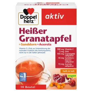 Abbildung der Produktverpackung Doppelherz aktiv Heißer Granatapfel Frontansicht